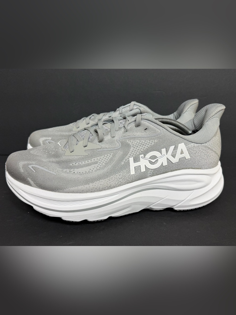 HOKA One One Clifton 10 Men’s 12.5 4E X-Wide Stellar Grey Shoes WORN TWICE